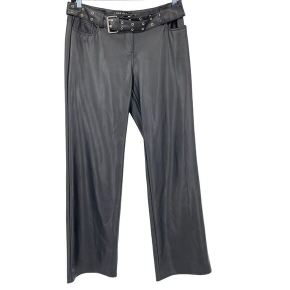 I.AM.GIA  Black Wide Flare Leg High Rise Vegan Leather Stretch Pants X Large - Picture 2 of 8